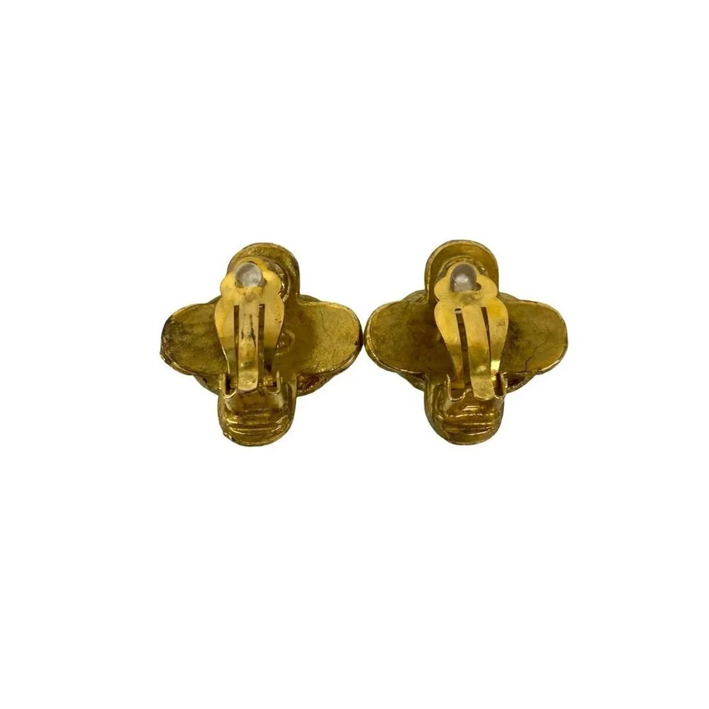 CHANEL Vintage Gold Logo Earrings - Picture 6 of 6